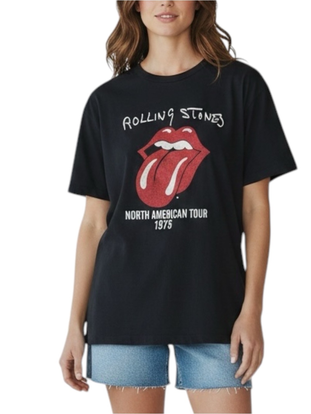 THE ROLLING STONES Black T-Shirt in Black — Unisex — Size Large